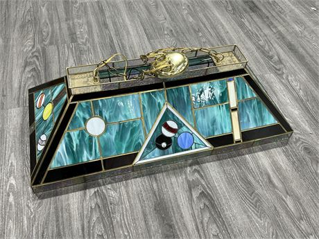 BEAUTIFUL STAINED GLASS BILLIARDS LIGHT (39” wide)