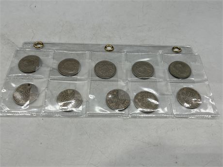 5 KING GEORGE / 5 QUEEN HALF CROWNS COINS