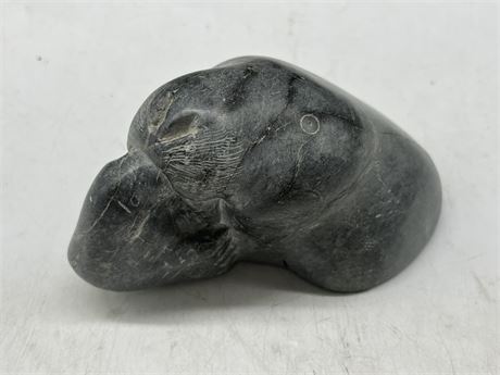 INUIT SOAPSTONE SEAL CARVING (6” long, 4” tall)