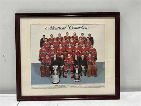FRAMED MONTREAL CANADIANS 1965-66 STANLEY CUP TEAM PHOTO 19”x16”