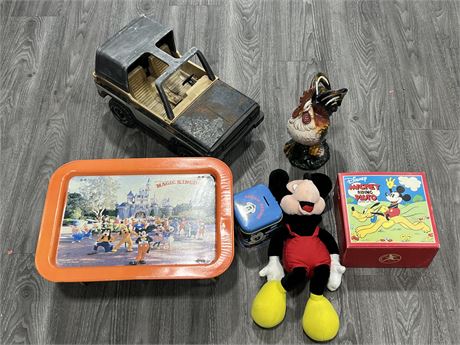 MICKEY MOUSE COLLECTABLES, TONKA TRUCK & ROOSTER DECOR