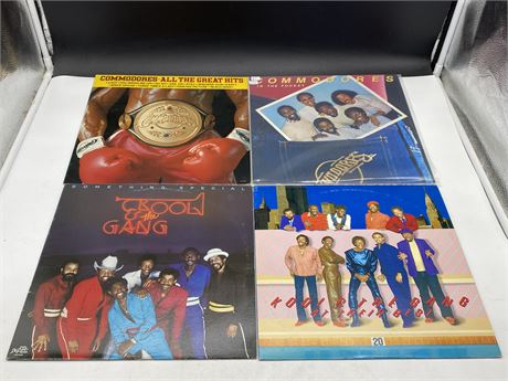 2 COMMODORES RECORDS & 2 KOOL & THE GANG RECORDS - VG+