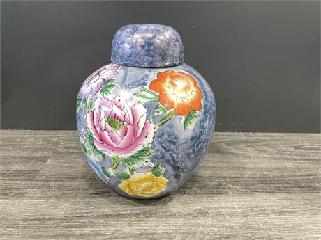 VINTAGE HAND PAINTED GINGER JAR - 10” TALL