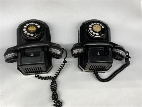 2 VINTAGE WALL MOUNT ROTARY PHONES
