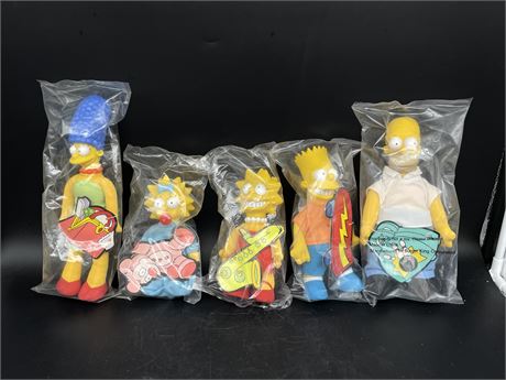5 SIMPSONS BURGER KING 1990 DOLLS (SEALED / MARGE 12” TALL)