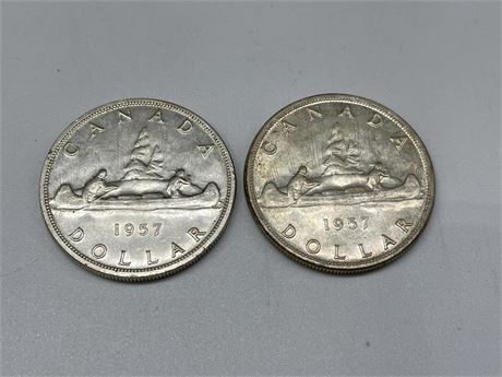 (2) 1957 CANADIAN SILVER DOLLARS