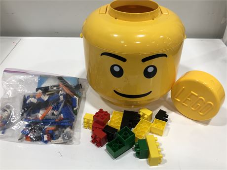 LARGE LEGO CONTAINER WITH ASSORTED LEGO