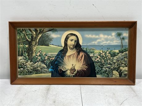 VINTAGE FRAMED JESUS PHOTO (33.5”x17”)