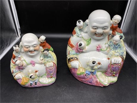 2 HANDPAINTED CHINESE BUDDHA DECORATIONS (One has a chip)