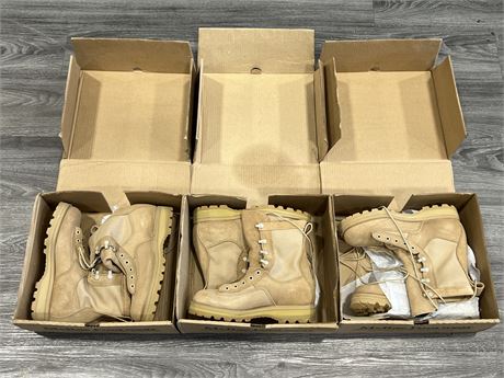 3 PAIRS OF ARMY TEMP BOOTS SIZE 6.5