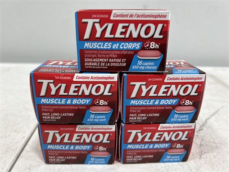 5 NEW/SEALED TYLENOL MUSCLE & BODY PACKS