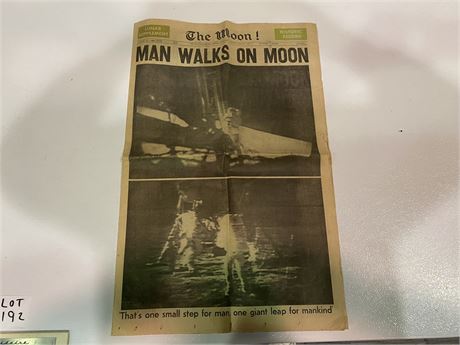 1969 VANCOUVER SUN “MAN WALKS ON MOON” FRONT PAGE COVER