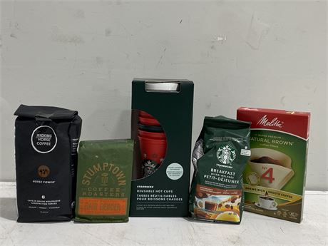 NEW LOT OF STARBUCKS COFFEE, REUSABLE COLOUR CHANGING CUPS, ETC.