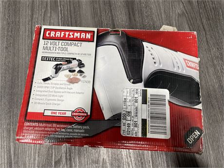 CRAFTSMAN 12V COMPACT MULTITOOL IN BOX (NEEDS BATTERY)