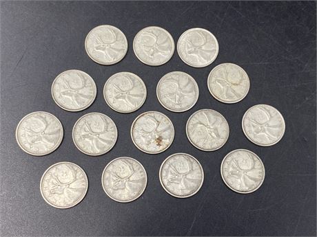 (16) 1960-66 CANADIAN SILVER QUARTERS
