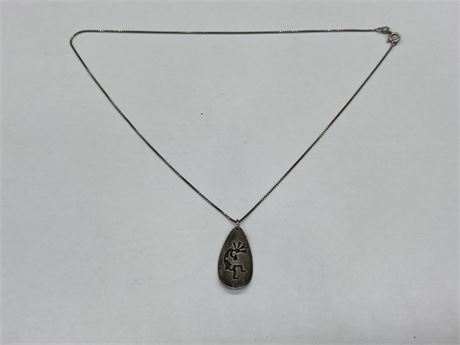 STERLING AZTEC MAN PENDANT WITH CHAIN