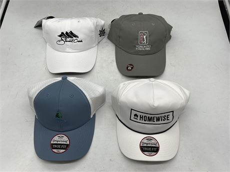 4 NEW IMPERIAL SPORTS ADJUSTABLE GOLF HATS