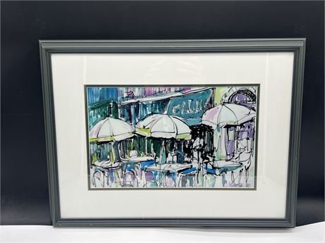 ORIGINAL ART BY PAUL YGARTUA ABSTRACT CAFE STREET SCENE - 22”x16”