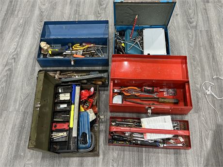 4 TOOL BOXES W/ASSORTED TOOLS