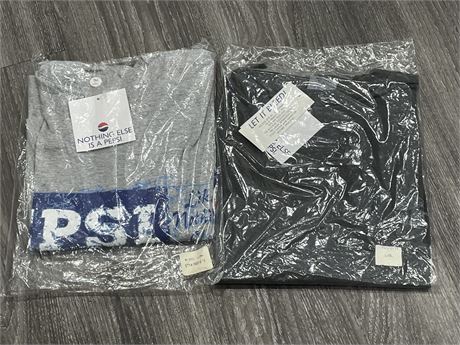 2 NEW W/ PACKAGES 1990 PEPSI T-SHIRTS SIZES L/XL
