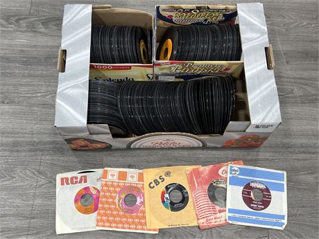 BOX OF APPROX 400 45RPM RECORDS - CONDITION VARIES