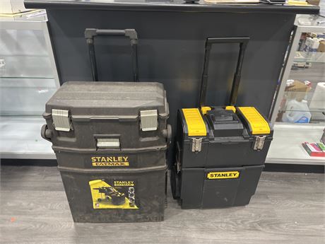 2 LARGE STANLEY ROLLING TOOLBOXES 29”x20”x11”