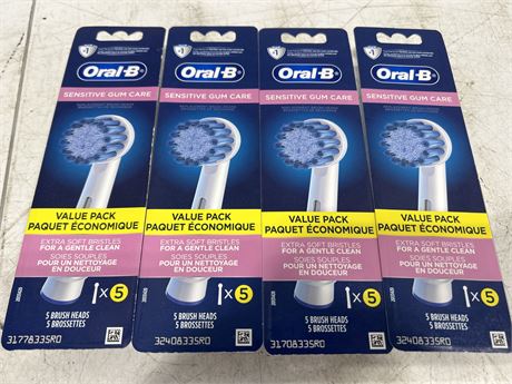 4 NEW PACKAGES OF ORAL-B SENSITIVE GUM CARE BRUSHHEADS