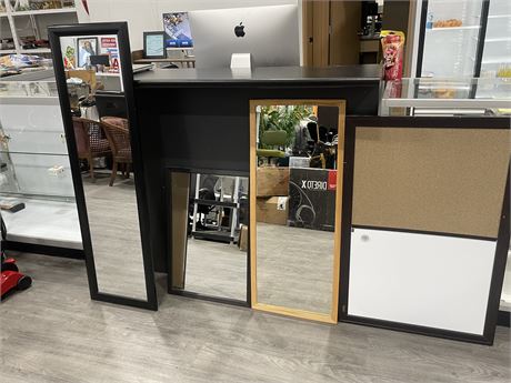 3 MIRRORS (LARGEST 15”x51”) & WHITEBOARD