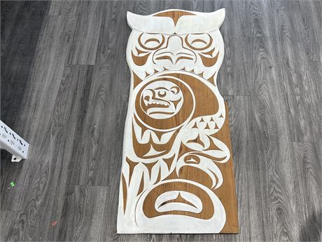 LARGE INDIGENOUS PAINTED CARVING (24”x53”)