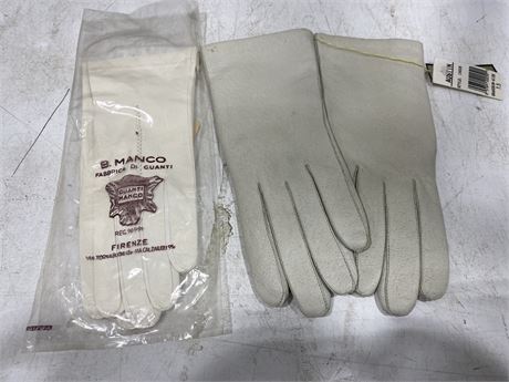 TWO PAIRS LEATHER GLOVES-LARGER SIZE 7.5