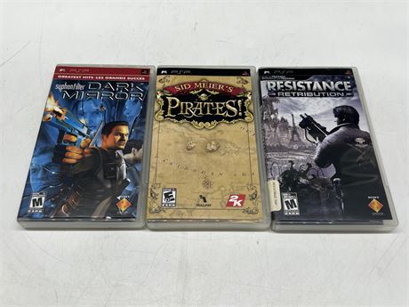 3 PSP GAMES - EXCELLENT CONDITION W/INSTRUCTIONS