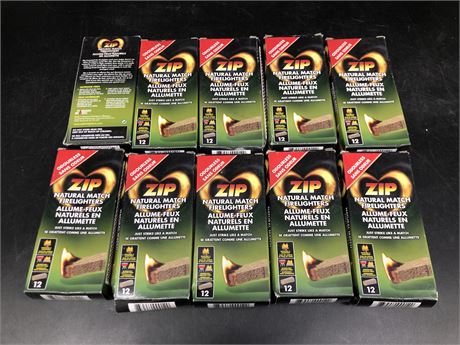 10 PACKS ZIP NATURAL MATCH FIRELIGHTERS (GREAT FOR CAMPING/BBQ’s)