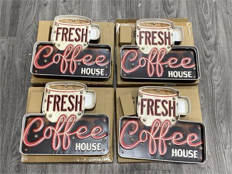 (4 NEW) BATTERY OPERATED COFFEE SHOP SIGNS