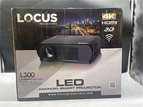 NEW IN BOX LOCUS L300 ANDROID SMART PROJECTOR 4K HDMI 3D
