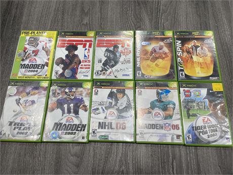 10 XBOX SPORTS GAMES (CONDITION VARIES)