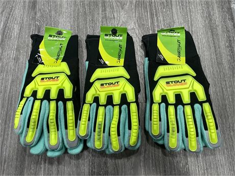 3 PAIRS OF NEW STOUT GLOVES SIZE M