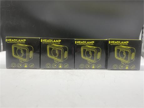 4 NEW IN BOX RECHARGEABLE HEADLAMPS