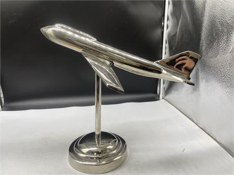 LARGE METAL PLANE ON STAND 15”