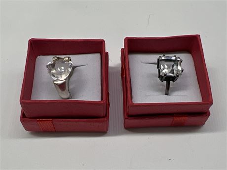 2 STERLING RINGS W/STONES - SIZE 6 / 6.5