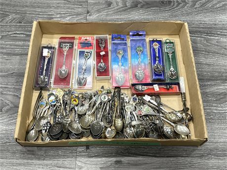 TRAY OF 90+ COLLECTOR SPOONS