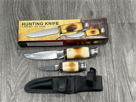 NEW 2PC HUNTING KNIFE SET W/ SHEATH - SPECS IN PHOTOS