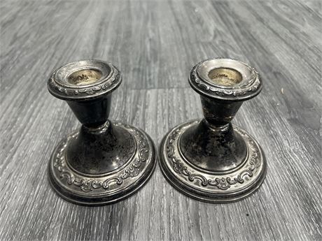 2 LARGE STERLING SILVER CANDLE HOLDERS - 4” TALL