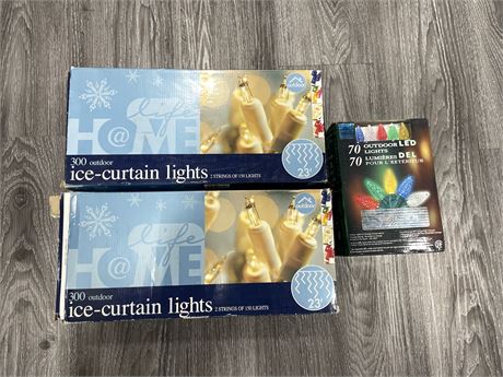 3 BOXES OUTDOOR CHRISTMAS LIGHTS