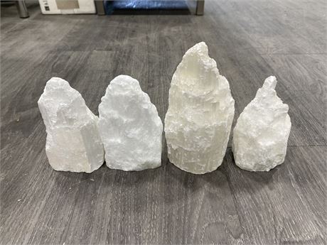 4 SELENITE TOWERS - LARGEST IS 6” TALL