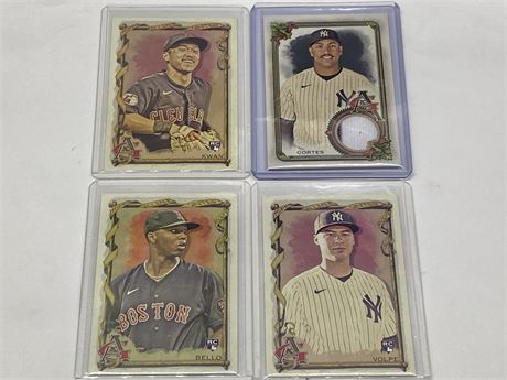 3 MLB ROOKIE CARDS & 1 PATCH CARD