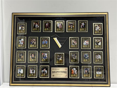 LIMITED EDITION MARIO LEMIEUX SCRAPBOOK COLLECTOR DISPLAY #47/500 (40”x29.5”)