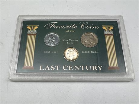 FAVOURITE COINS OF THE LAST CENTURY 1943 STEEL, 1936 DIME, 1926 NICKEL