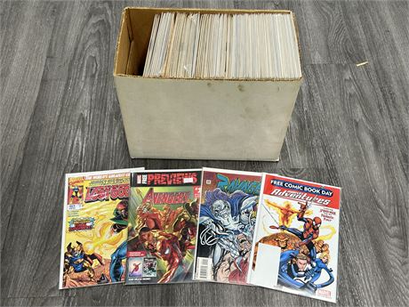 BOX OF MARVEL COMICS - NO DOUBLES, BAGGED & BOARDED