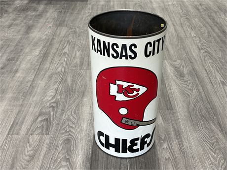 VINTAGE KANSAS CITY CHIEFS GARBAGE CAN (20” tall)