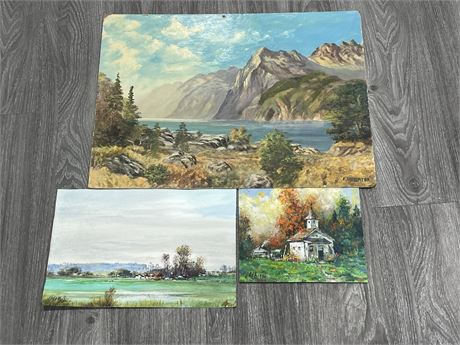 3 SIGNED PAINTINGS (LARGEST 24”x18”)